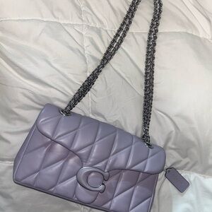 Quilted Leather Shoulder Bag - Purple